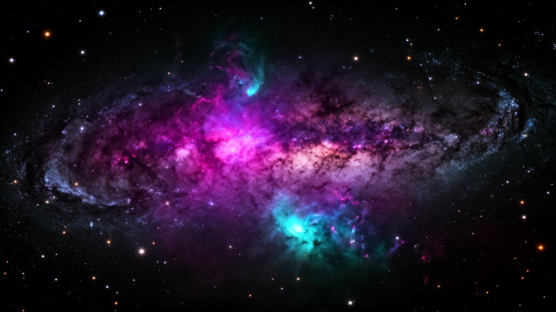 Spiralgalaxie mit Nebelwolken